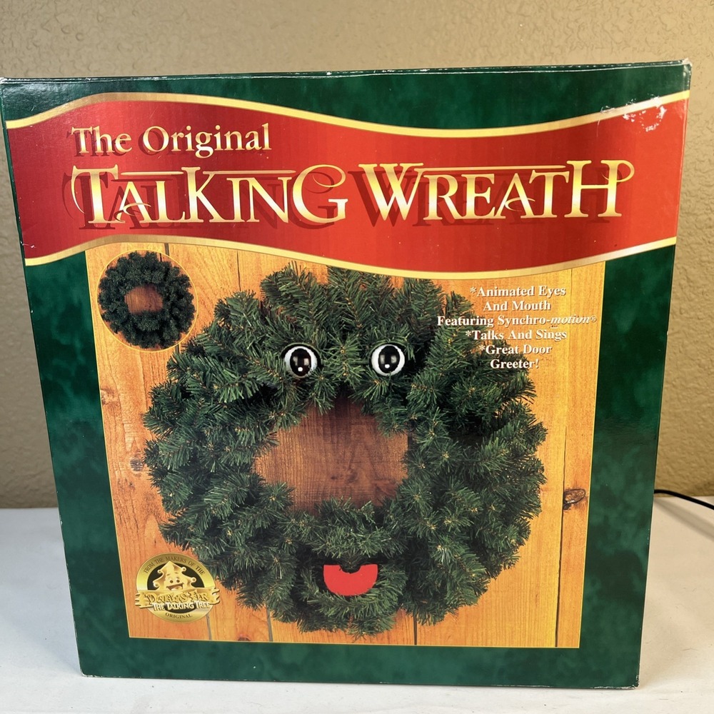 Vintage 1997 Gemmy The Original Talking Wreath Mouth , Eyes, & Sound All Work!